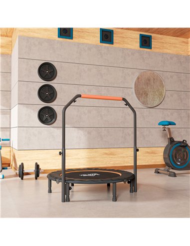 HOMCOM 45" Foldable Mini Fitness Trampoline, with Adjustable Foam Handle, Orange