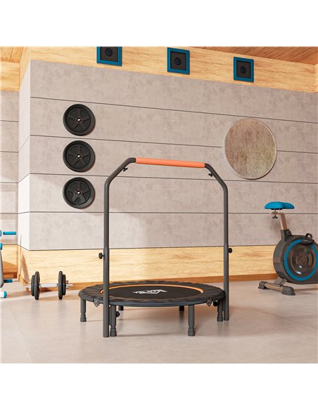 HOMCOM 45" Foldable Mini Fitness Trampoline, with Adjustable Foam Handle, Orange - pic 163369 | FastDaddyshop