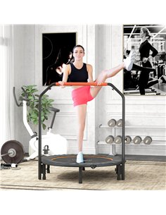 HOMCOM 48" Foldable Mini Fitness Trampoline, with Adjustable Foam Handle, Orange 2
