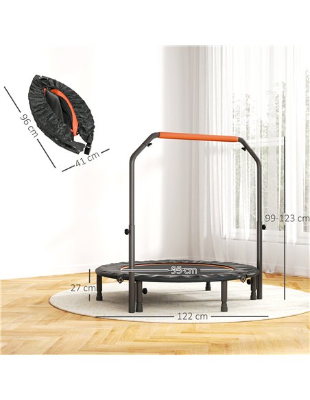 HOMCOM 48" Foldable Mini Fitness Trampoline, with Adjustable Foam Handle, Orange - pic 163372 | FastDaddyshop