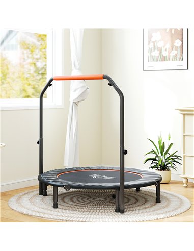 HOMCOM 48" Foldable Mini Fitness Trampoline, with Adjustable Foam Handle, Orange