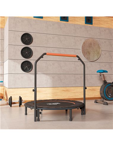 HOMCOM 48" Foldable Mini Fitness Trampoline, with Adjustable Foam Handle, Orange