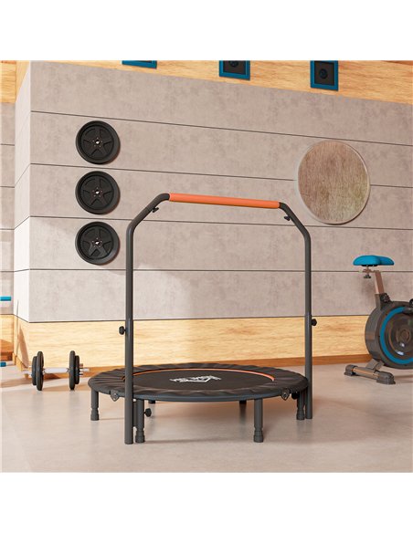 HOMCOM 48" Foldable Mini Fitness Trampoline, with Adjustable Foam Handle, Orange - pic 163378 | FastDaddyshop