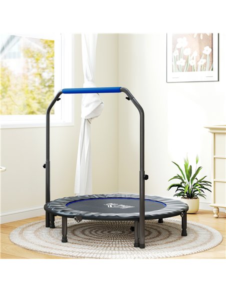 HOMCOM 48" Foldable Mini Fitness Trampoline, with Adjustable Foam Handle, Blue - pic 163386 | FastDaddyshop