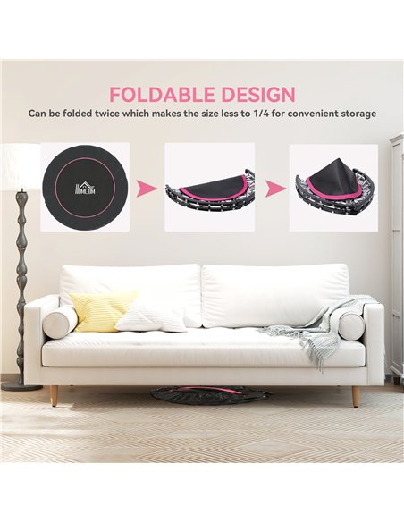 HOMCOM 48" Foldable Mini Fitness Trampoline, with Adjustable Foam Handle, Pink - pic 163392 | FastDaddyshop
