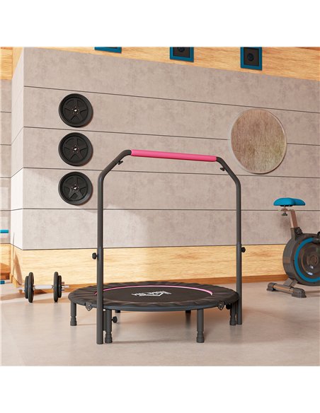 HOMCOM 48" Foldable Mini Fitness Trampoline, with Adjustable Foam Handle, Pink - pic 163396 | FastDaddyshop
