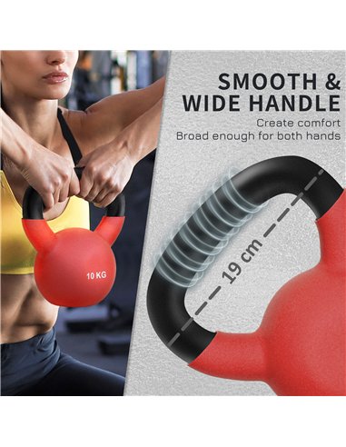 HOMCOM Soft Kettlebell, 10kg Kettle Bell with Non-Slip Handle for Home Gym Weight Lifting and Strength Training, Red