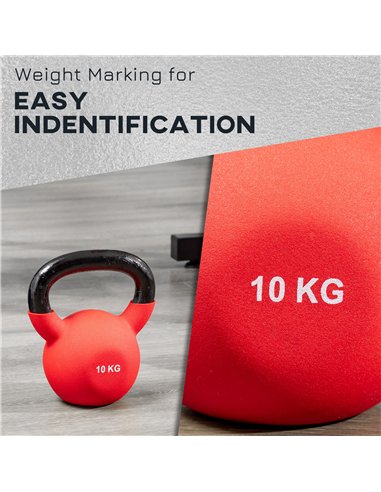 HOMCOM Soft Kettlebell, 10kg Kettle Bell with Non-Slip Handle for Home Gym Weight Lifting and Strength Training, Red