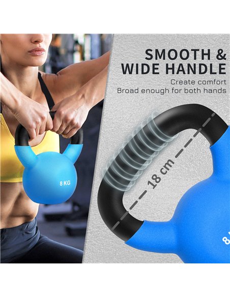 HOMCOM Soft Kettlebell, 8kg Kettle Bell with Non-Slip Handle for Home Gym Weight Lifting and Strength Training, Blue - pic 163409 | FastDaddyshop