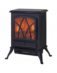 Homcom 1850W Flame Effect Electric Fireplace with Fan and Log Burning Stove Heater, Black