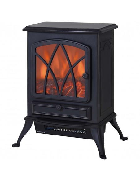 Homcom 1850W Flame Effect Electric Fireplace with Fan and Log Burning Stove Heater, Black - pic 16341 | FastDaddyshop