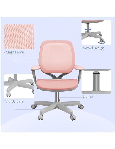 Vinsetto Office Chair, Breathable Mesh Swivel Desk Chair with Adjustable Height and  360° Swivel Security Wheels for Home Office