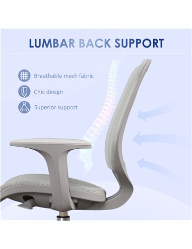 Vinsetto Office Chair, Breathable Mesh Swivel Desk Chair with Adjustable Height and  360° Swivel Security Wheels for Home Office