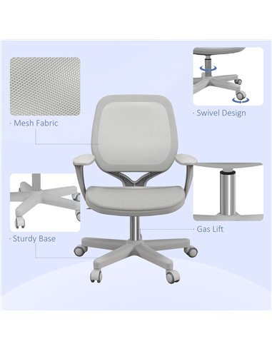Vinsetto Office Chair, Breathable Mesh Swivel Desk Chair with Adjustable Height and  360° Swivel Security Wheels for Home Office