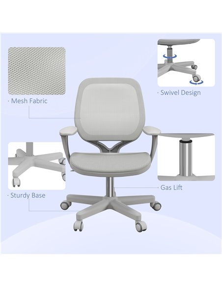 Vinsetto Office Chair, Breathable Mesh Swivel Desk Chair with Adjustable Height and  360° Swivel Security Wheels for Home Office - pic 163430 | FastDaddyshop