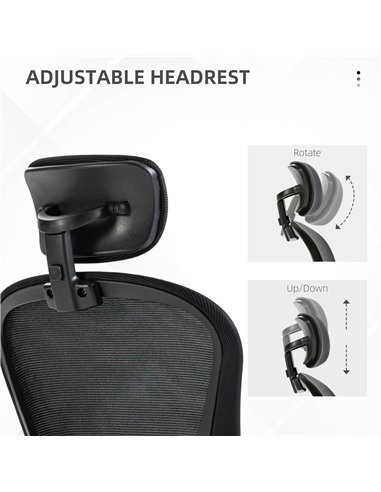 Vinsetto Multi-Adjustable Office Chair, with Lumbar Support, Headrest and Mesh Back - Black
