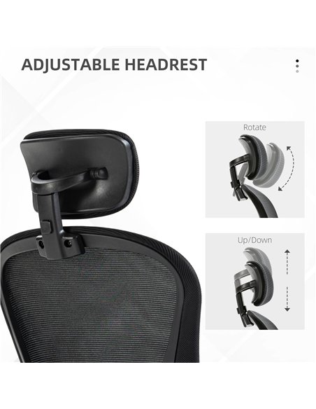 Vinsetto Multi-Adjustable Office Chair, with Lumbar Support, Headrest and Mesh Back - Black - pic 163438 | FastDaddyshop