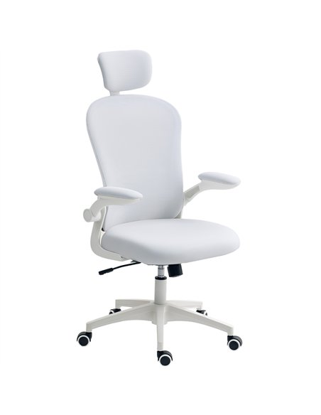 Vinsetto Multi-Adjustable Office Chair, with Lumbar Support, Headrest and Mesh Back - White - pic 163442 | FastDaddyshop