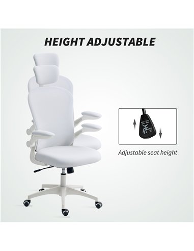 Vinsetto Multi-Adjustable Office Chair, with Lumbar Support, Headrest and Mesh Back - White