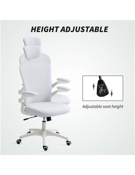 Vinsetto Multi-Adjustable Office Chair, with Lumbar Support, Headrest and Mesh Back - White - pic 163445 | FastDaddyshop