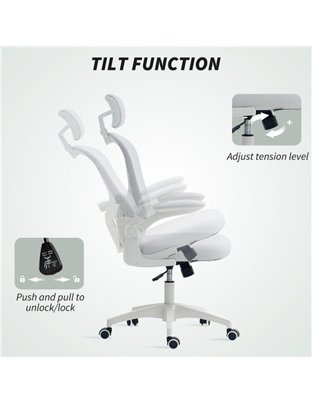 Vinsetto Multi-Adjustable Office Chair, with Lumbar Support, Headrest and Mesh Back - White - pic 163446 | FastDaddyshop