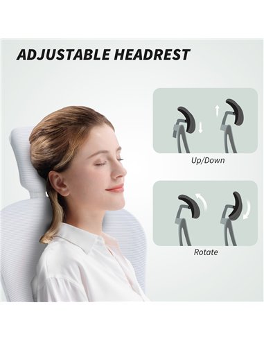 Vinsetto Multi-Adjustable Office Chair, with Lumbar Support, Headrest and Mesh Back - White