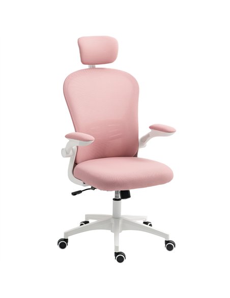 Vinsetto Multi-Adjustable Office Chair, with Lumbar Support, Headrest and Mesh Back - Pink - pic 163451 | FastDaddyshop