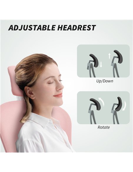 Vinsetto Multi-Adjustable Office Chair, with Lumbar Support, Headrest and Mesh Back - Pink - pic 163457 | FastDaddyshop