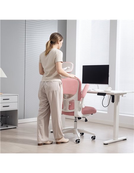 Vinsetto Multi-Adjustable Office Chair, with Lumbar Support, Headrest and Mesh Back - Pink - pic 163459 | FastDaddyshop