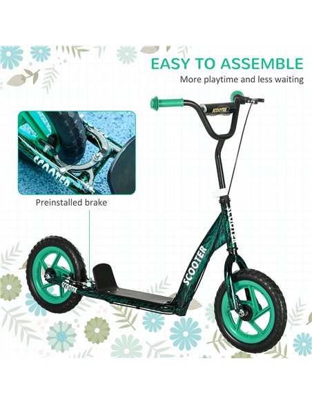 AIYAPLAY Kids Scooter with Adjustable Handlebar, Children's Kick Scooter with Non-slip Footplate, Rear Brake, Kickstand, Green - pic 163464 | FastDaddyshop