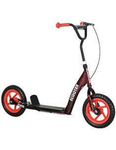 AIYAPLAY Kids Scooter with Adjustable Handlebar, Children's Kick Scooter with Non-slip Footplate, Rear Brake, Kickstand, Red