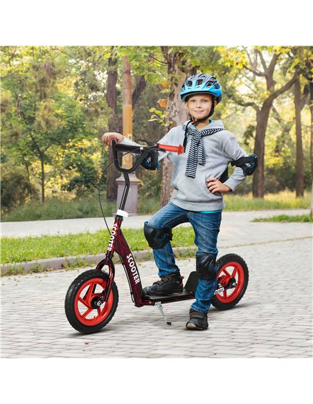 AIYAPLAY Kids Scooter with Adjustable Handlebar, Children's Kick Scooter with Non-slip Footplate, Rear Brake, Kickstand, Red - pic 163470 | FastDaddyshop