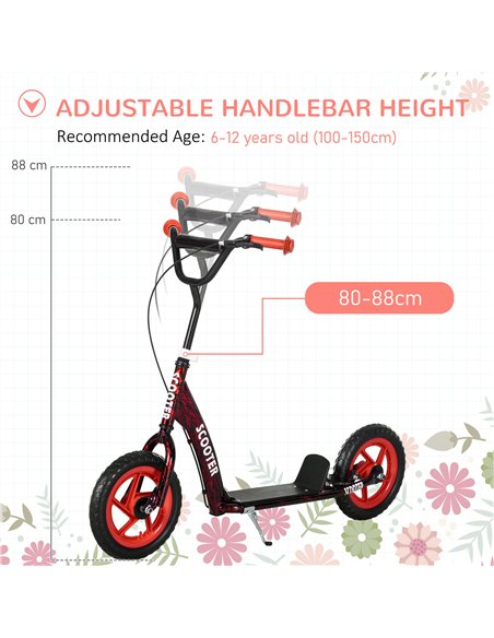 AIYAPLAY Kids Scooter with Adjustable Handlebar, Children's Kick Scooter with Non-slip Footplate, Rear Brake, Kickstand, Red - pic 163472 | FastDaddyshop