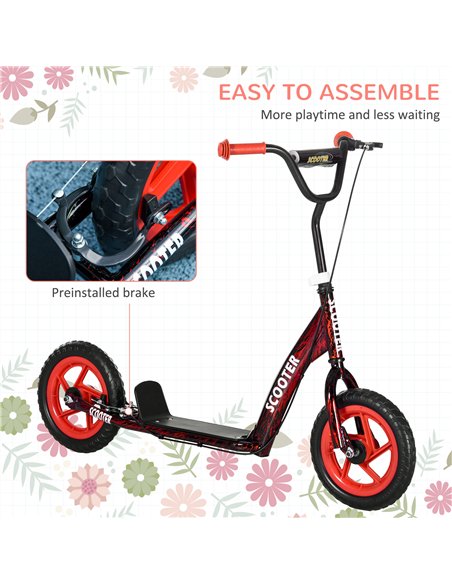 AIYAPLAY Kids Scooter with Adjustable Handlebar, Children's Kick Scooter with Non-slip Footplate, Rear Brake, Kickstand, Red - pic 163473 | FastDaddyshop