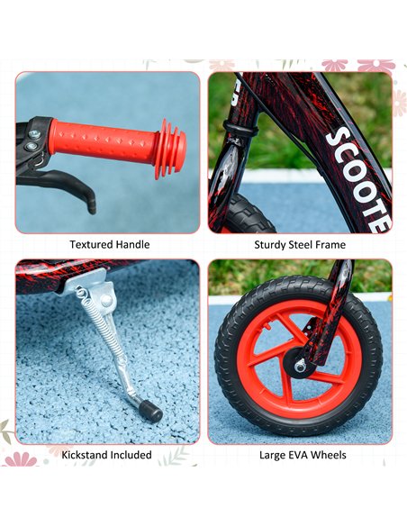 AIYAPLAY Kids Scooter with Adjustable Handlebar, Children's Kick Scooter with Non-slip Footplate, Rear Brake, Kickstand, Red - pic 163474 | FastDaddyshop