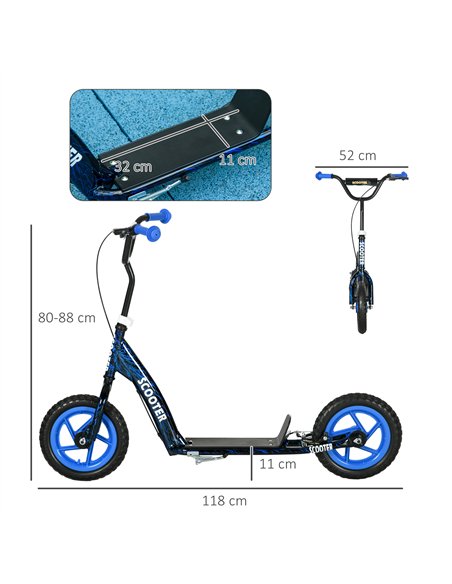 AIYAPLAY Kids Scooter with Adjustable Handlebar, Children's Kick Scooter with Non-slip Footplate, Rear Brake, Kickstand, Blue - pic 163480 | FastDaddyshop