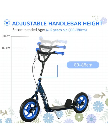 AIYAPLAY Kids Scooter with Adjustable Handlebar, Children's Kick Scooter with Non-slip Footplate, Rear Brake, Kickstand, Blue - pic 163481 | FastDaddyshop