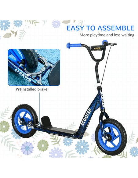 AIYAPLAY Kids Scooter with Adjustable Handlebar, Children's Kick Scooter with Non-slip Footplate, Rear Brake, Kickstand, Blue - pic 163482 | FastDaddyshop