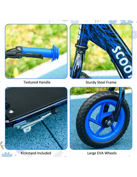 AIYAPLAY Kids Scooter with Adjustable Handlebar, Children's Kick Scooter with Non-slip Footplate, Rear Brake, Kickstand, Blue - pic 163483 | FastDaddyshop