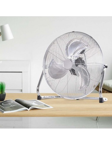 Homcom Portable 20" Chrome Metal Floor Fan with Tilting, High Velocity, 3 Speed, Silver