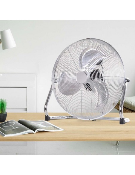 Homcom Portable 20" Chrome Metal Floor Fan with Tilting, High Velocity, 3 Speed, Silver - pic 16349 | FastDaddyshop