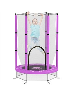 AIYAPLAY 4.6ft Toddler Trampoline w/ Safety Enclosure Net, for Indoor Outdoor Use, Ages 3-6 Years, Purple