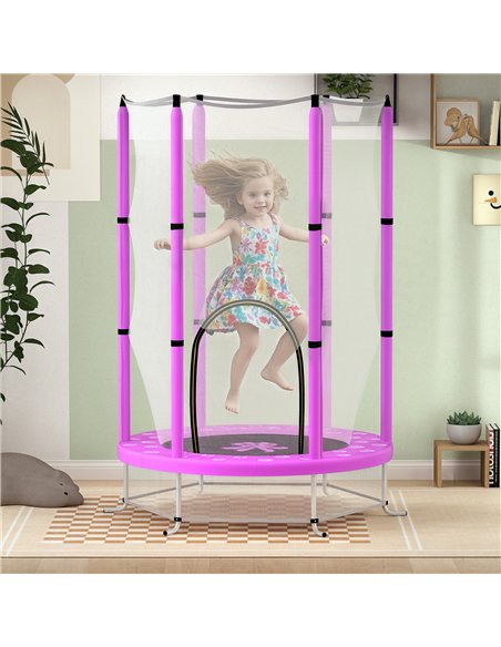 AIYAPLAY 4.6ft Toddler Trampoline w/ Safety Enclosure Net, for Indoor Outdoor Use, Ages 3-6 Years, Purple - pic 163497 | FastDaddyshop