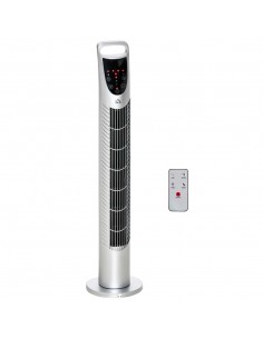 Homcom Oscillating Tower Fan with Remote Control, Timer, 3 Speed, Quiet Cooling Fans, Silver