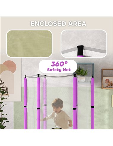 AIYAPLAY 4.6ft Toddler Trampoline w/ Safety Enclosure Net, for Indoor Outdoor Use, Ages 3-6 Years, Purple