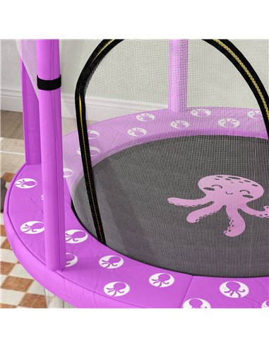 AIYAPLAY 4.6ft Toddler Trampoline w/ Safety Enclosure Net, for Indoor Outdoor Use, Ages 3-6 Years, Purple