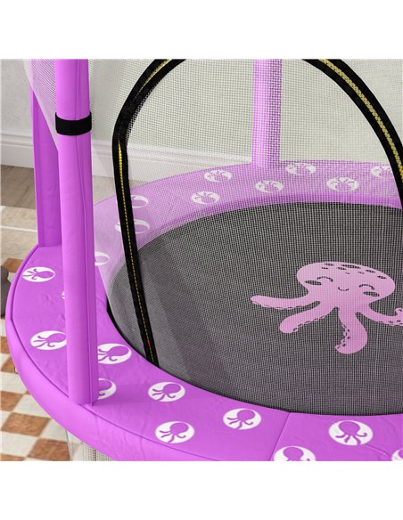 AIYAPLAY 4.6ft Toddler Trampoline w/ Safety Enclosure Net, for Indoor Outdoor Use, Ages 3-6 Years, Purple - pic 163504 | FastDaddyshop
