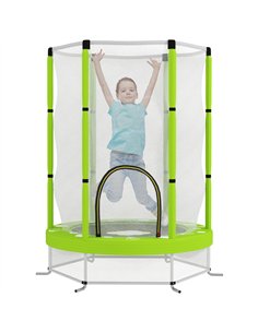 AIYAPLAY 4.6ft Toddler Trampoline w/ Safety Enclosure Net, for Indoor Outdoor Use, Ages 3-6 Years, Green