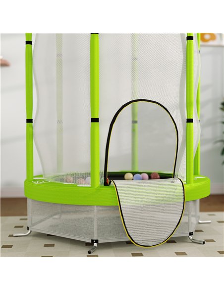AIYAPLAY 4.6ft Toddler Trampoline w/ Safety Enclosure Net, for Indoor Outdoor Use, Ages 3-6 Years, Green - pic 163513 | FastDaddyshop