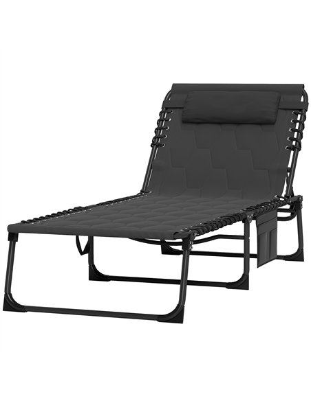 Outsunny Padded Sun Lounger, with Five-Position Reclining Back - Black - pic 163514 | FastDaddyshop